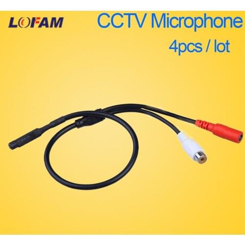 LOFAM 4pcs/lot Audio pick up Surveillance Wide Range Mini CCTV Microphone for Security CCTV Camera and DVR NVR