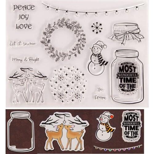Metal Cutting Dies and Clear Stamps For Paper Making Card Craft Sets T1608 Knife Mold Set Snowman Wishing Bottle