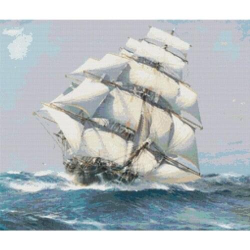 Fashion Embroidery Flying Cloud Sailing Ship Cross Stitch Patterns Design with 100% Cotton Floss & Free Shipping for Home Decor