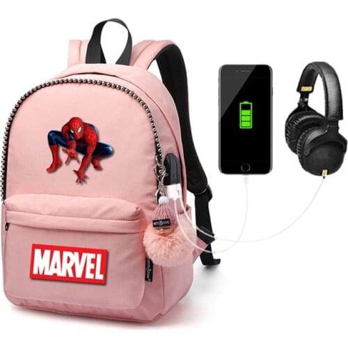 MARVEL fashion teenager travel backpack USB Charging school bag nylon waterproof bookbag mochila Large capacity backpack