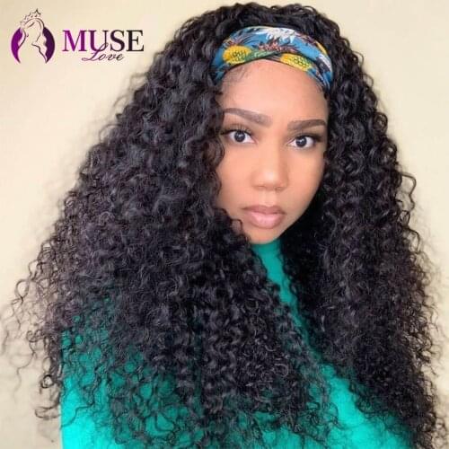 MUSE LOVE Vietnamese Water Wave Wig 180% Water Wave Headband Human Hair Wigs Remy Deep Curly Human Hair Wigs Headband Wigs