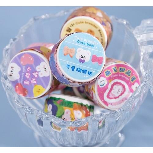 100 pcs /Roll Cartoon Animals Bow Cakes DIY Decoration Stickers Label For Computer Cups Album Diary Book