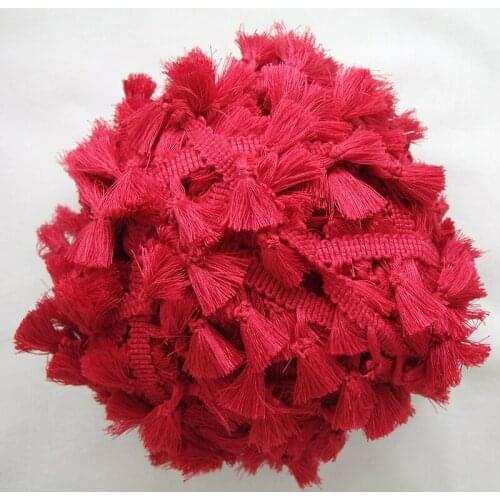 New Arrival 3Yards/Lot Vintage 100% cotton knotted Warm Red fringe trim with cute tassels 1cm width tape 1.5cm length tassels