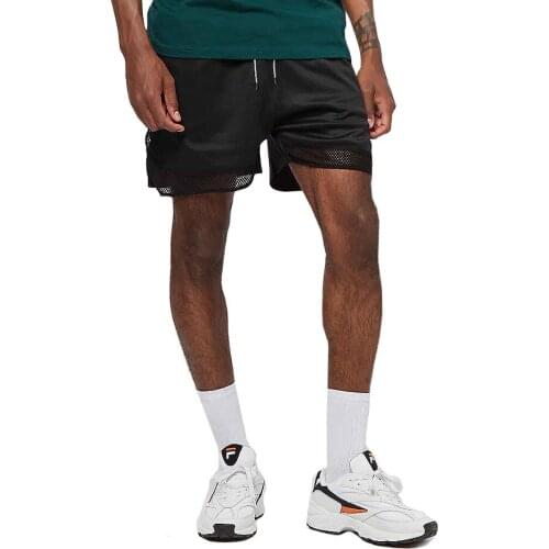 New Mens Fitness Casual Shorts Quick-Drying Stitching Mesh Breathable Sports Jogging Basketball Training Shorts