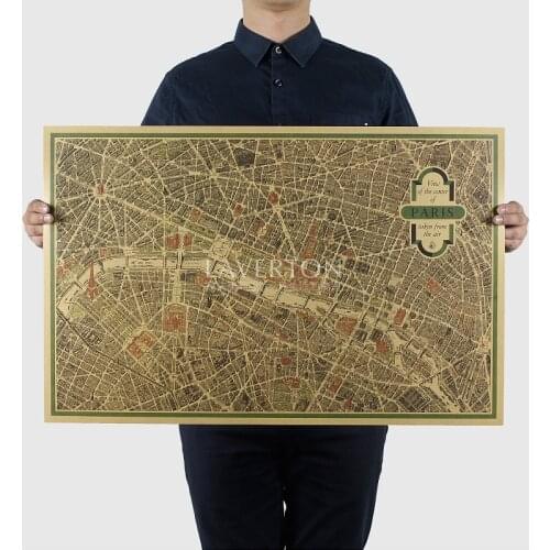 Pc001 Large-size Retro Paris Early Hand Drawing 1959 Edition 72.5x47cm Map Poster Wall Chart Bar Cafe Home Decoration