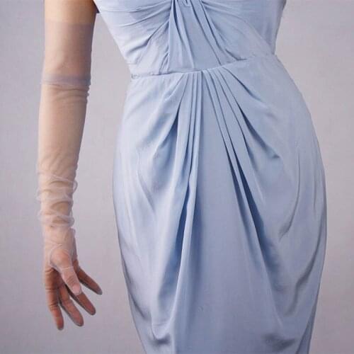 Unique Sheer Tulle Opera Gloves Classic Long Evening Gloves Finger Party 27 Inch Gloves Adult Size for Women and Girls ST208