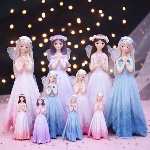 Resin Craft wiwings skirt Girl pretty fairy doll Sculpture Home Desktop Ornament Cake baking decoration Accessories gift a4179