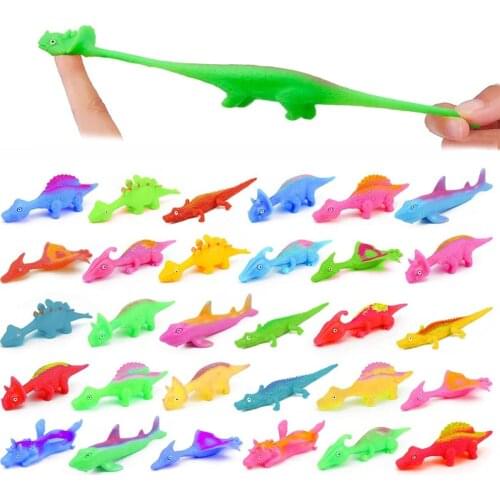 6 Piece Dinosaur Finger Slingshots Objet Satisfaisant Anti Stress Tangle Fidget Toy Prank Gadgets Kids Boys Girls Funny Gift