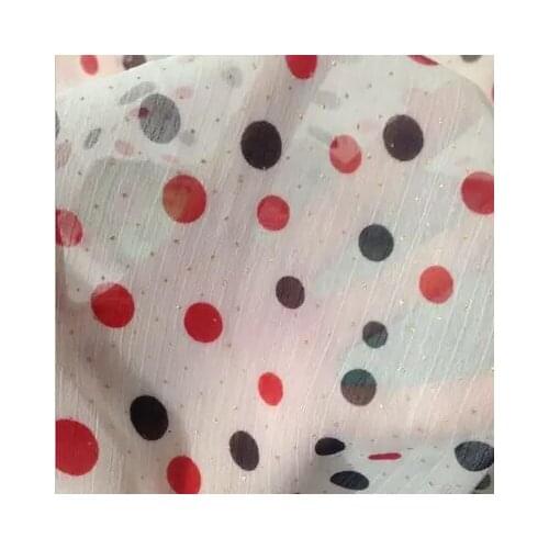 Bling crepe chiffon dot printed fabric light soft thin breathable dress DIY fabric