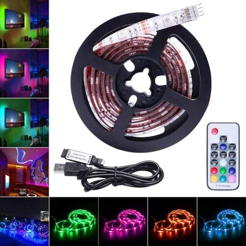 5V RGB Strip Light 5050 Remote Control 30LED/M RGB LED Strip White/Black PCB TV Backlight Home Decoration 0.5m 1m 2m 3m 4m 5m