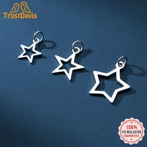 Trustdavis Real 925 Sterling Silver Fashion Sweet Hollow Star Charm Pendant Handmade DIY Accessories Jewelry Wholesale DZ209