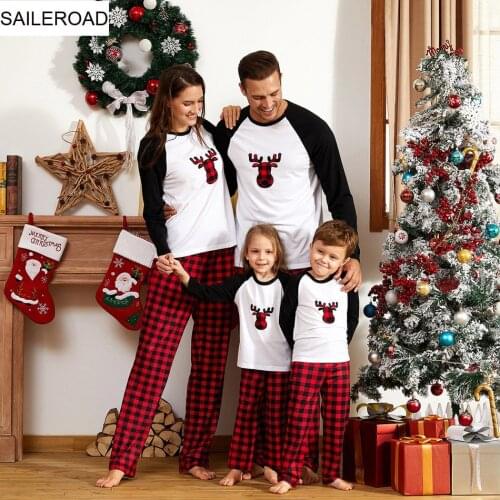 TUONXYE Family Matching Christmas Deer Pajamas Sets For Parent-child Outfit Xmas Women Baby Kids Homewear Nightwear New Years