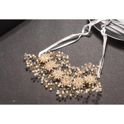 Gorgeous Handmade Long Crystal Rhinestones Pearls Wedding Hair accessories Hair Vine Hairbands Bridal Headband Bridesmaids Women