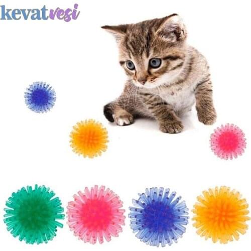 Funny Cat Toys Ball Stretch Tpr Balls Colorful Interactive Spiky Ball for Kitten Puppy Cleaning Teeth Cat Chew Toy Pet Supplies