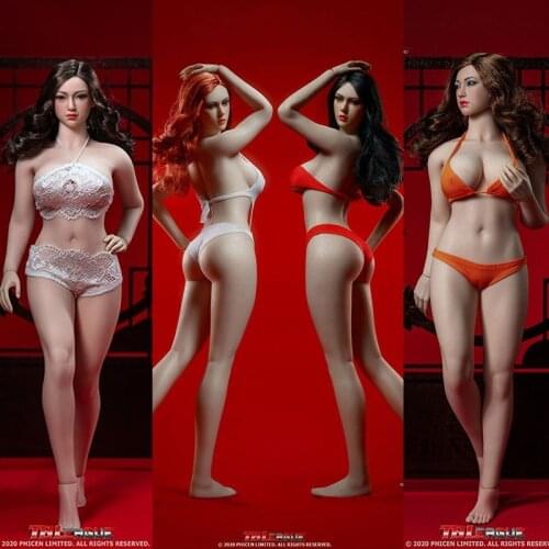 In Stock TBL PLLB2020-S38/39/42/43 Female Action Figure with Head Scarving Suntan/Pale Large Breast Seamless Body
