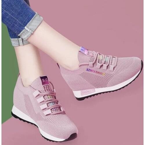 Women Sneakers Casual Shoes Comfortable Mesh Lace-Up Ladies Sport Shoes Wedges Chunky Womens Vulcanized Shoes Females Sneakers