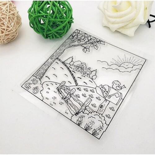 10X10CM Mountains Clear Stamps Transparent Seal Silicone Seal TPR Christmas Wedding Roller Stamps DIY Scrapbook Album Card