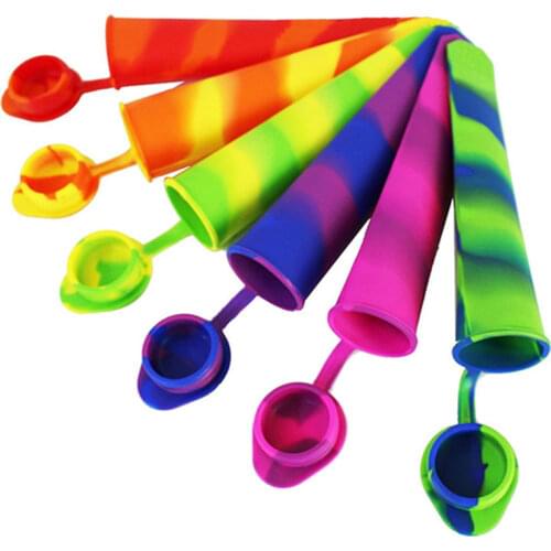 1pc Rainbow Silicone Ice Tube Mold Push Up Frozen Stick Ice Cream Pop Yogurt Jelly Lolly Maker Mould Popsicle Moulds