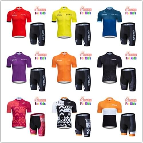 STRAVA Children Bike Clothing Riding Summer Cycling Jersey Shorts Padded Road Bicycle Sportwear KIDS ropa ciclismo hombre