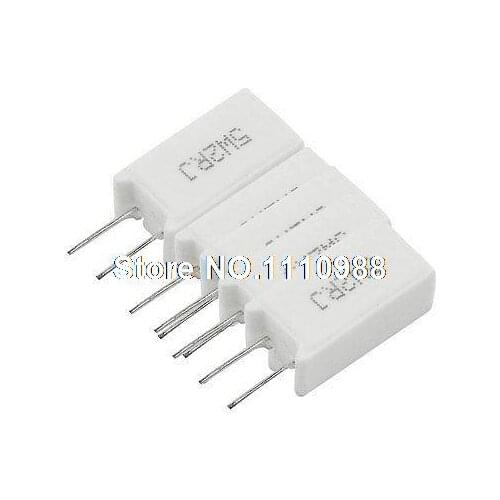 5 x 5W 2 Ohm 2R 5% Radial Lead Ceramic Cement Power Resistors