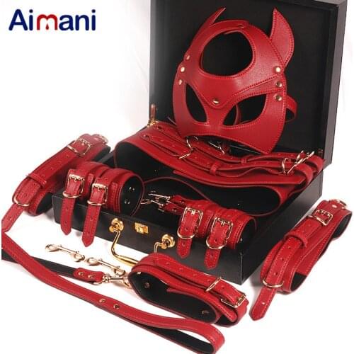 7/10 Pcs Sex Toys For Women Leather With Plush Handcuffs Whip Nipple Clamps Rope SM Bdsm Bondage Set Adult Games balck pink