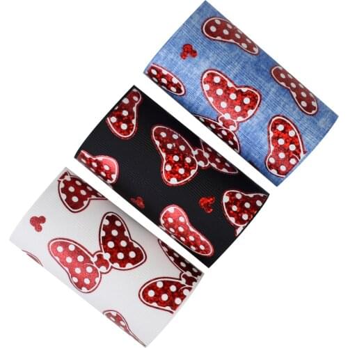 75mm Hologram Red Foil ink bowknot Grosgrain Ribbon 50yards Welcome Custom Printed