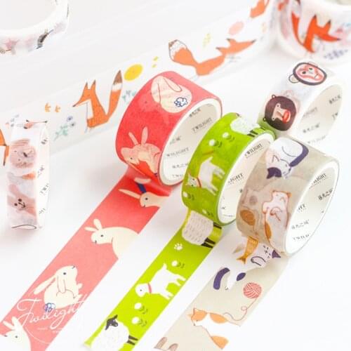 8pcs/1lot Washi Masking Tapes Animals Fruit Decorative Adhesive Tape DIY Paper Japanese Scrapbooking Stickers
