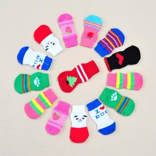 AHUAPET Chihuahua Socks Dog Clothing Shoes Socks Non-Slip Some Cotton Wool Knit Sock Teddy Golden Lab stocking Dog Socks Pet E