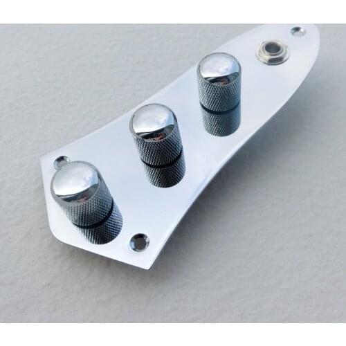 Guitar bass parts chrome prewired bass control plate 2V 1T 1Jack assembled J bass control cavity cover