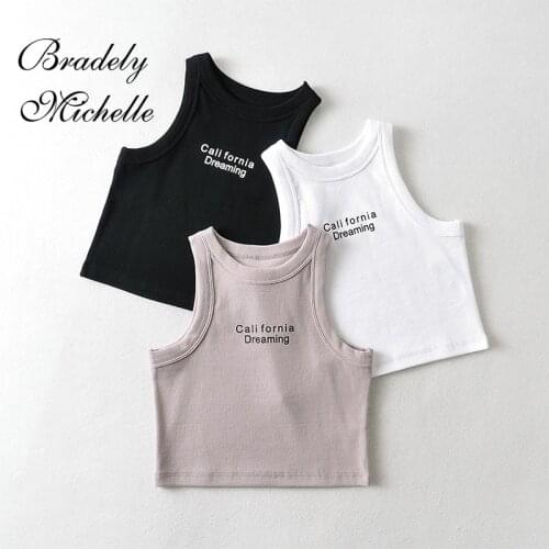 BRADELY MICHELLE 2021 New Arrival Summer Sexy Crop Top for Women Sleeveless Short Embroidery Tank Cami