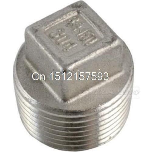 BSP 3/4"Malleable Square Head Pipe Fitting Plug Threaded Male Stainless Steel 304