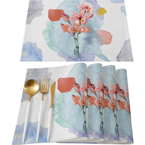 Flower Watercolor Cloth Pattern Table Mats for Dining Table Kitchen Table Coaster Accessories Modern Home Decor car coaster