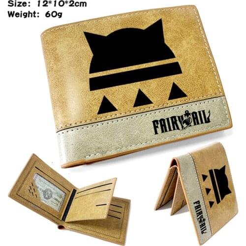 Bifold Casual PU Short Wallet Anime Fairy Tail Mens Leather Photo Coin Credit Cards Holder Note Compartment Purses