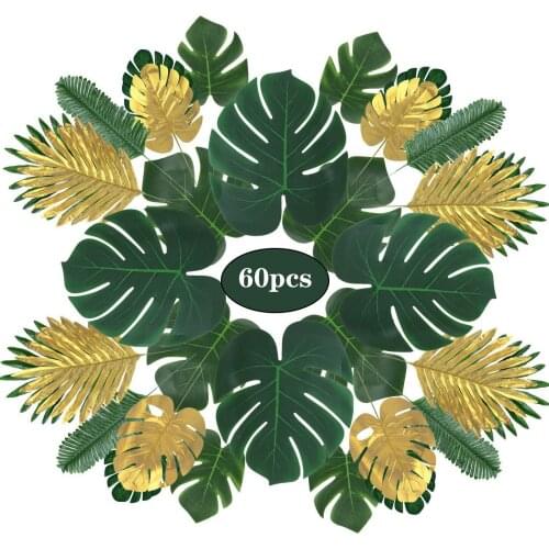 Artificial Palm Leaves Tropical Plant with Faux Monstera Leaves Stems Simulation Safari Leaves for Party Table Leaves Decoration