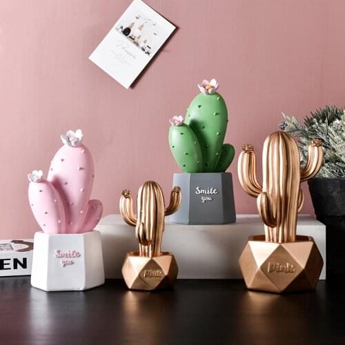 Ins Style Resin Cactus Ornaments Home Creative Decorations Living Room Tabletop Furnishings Rustic Home Decor Gifts