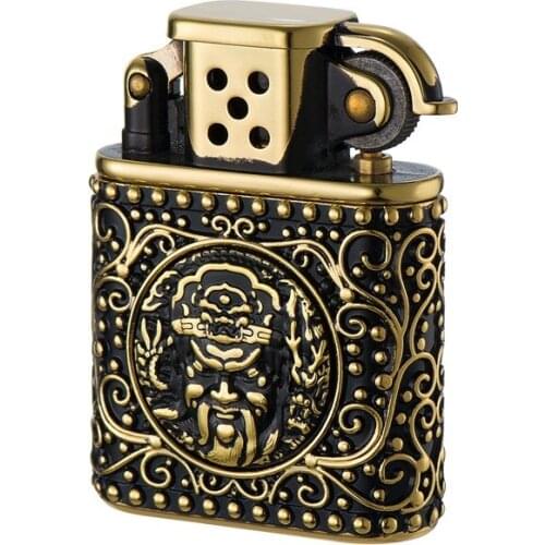 Chinese Armor Dragon Old Nine Doors Old-fashioned Retro Kerosene Sparking Pure Copper Business Souvenir Smoking Accessories