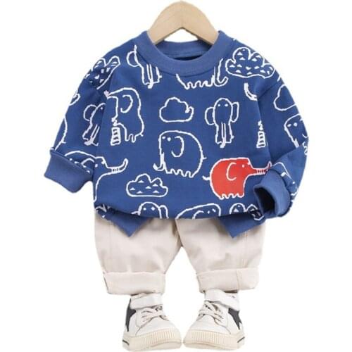 New Autumn Kids Baby Cotton Set Clothes for Boys Girls Spring Fashion Cartoon Casual Long Sleeve+Pant 2Pcs for Children Suit