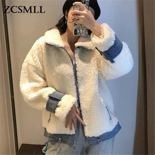 ZCSMLL 2020 autumn winter new products female Korean version loose wild youth lapel lamb wool loose jacket long sleeve jacket