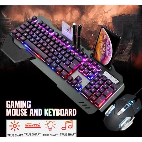 For Gamer PC Laptop 104 Keys Waterproof Mechanical Keyboard and 7 Buttons Ergonomics Mouse Kit USB Wired Gaming Keypad Mice Set