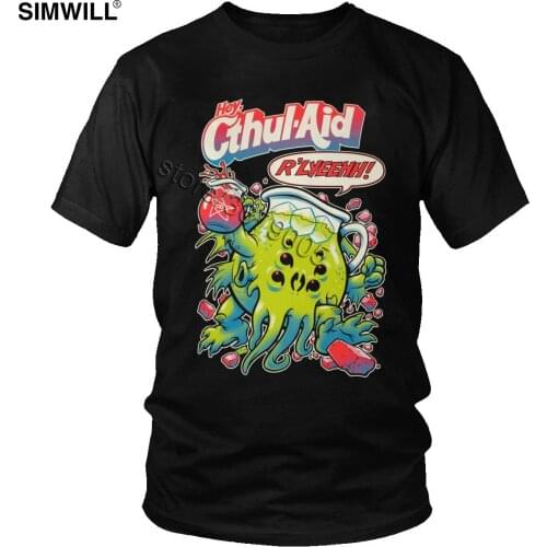 Cute Cthulhu Tee Mens Cotton Lovely Cartoon T Shirts Short Sleeved Round Collar T-Shirts Fashion Plus Size Apparel Gift Tops