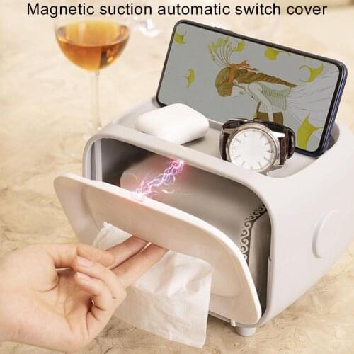 Multifunction Desktop Tissue Napkin Storage Box Phone Holder Cosmetic Organizer