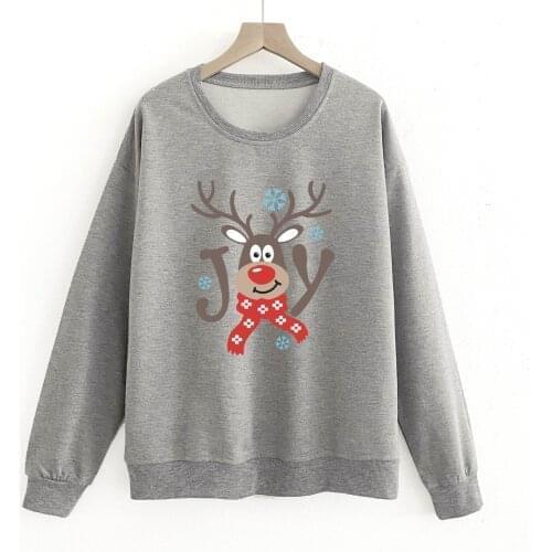 Fashion 2021 t shirt for women Casual Print O-Neck Loose Long Sleeve T-shirt Top Pullover mujer clothes Casual Christmas