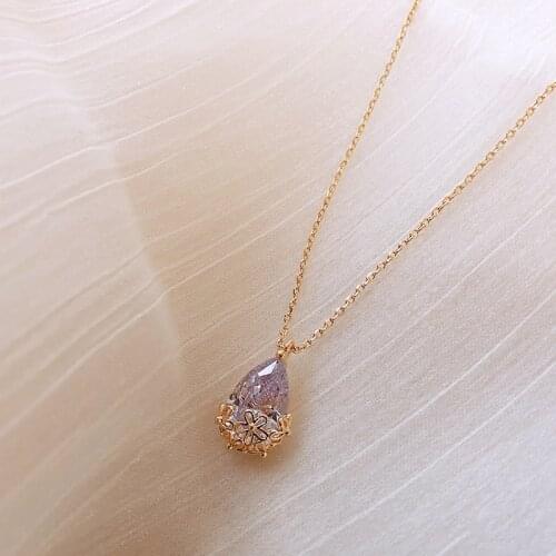 Fashion jewelry brand Crystal Zircon Pendant Necklace Womens gold Color Jewelry Link Chains