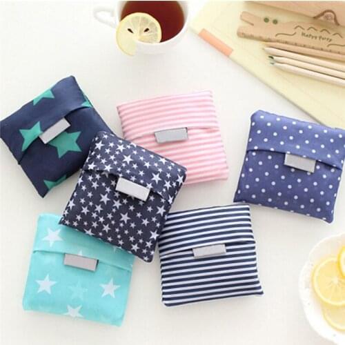 Printing Fold Able Green Shopping Bag Tote Folding Pouch Hanging Storage Handbags Convenient Large Capacity Organizer