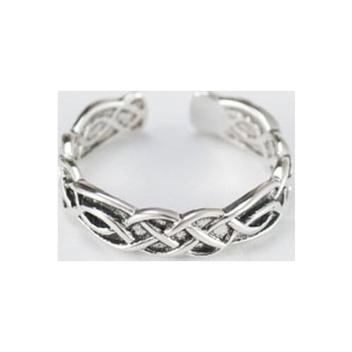 YPAY Authentic 925 Sterling Silver Finger Rings for Men Women Vintage Hemp Rope Adjustable Toe Ring Fine Jewelry Gift YMR310