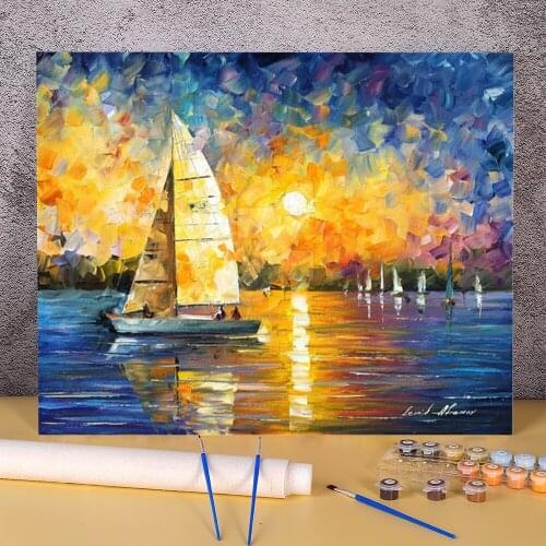 Sailing In Cancun Coloring By Numbers Painting Complete Kit Acrylic Paints 40*50 Painting On Canvas Handmade Kids Drawing