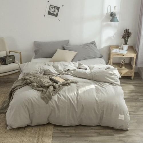 Duvet Cover Twin 100% Washed Cotton Bedding Duvet Cover Set Soft Easy Care Simple Style Bedding Set Multicolor Gray