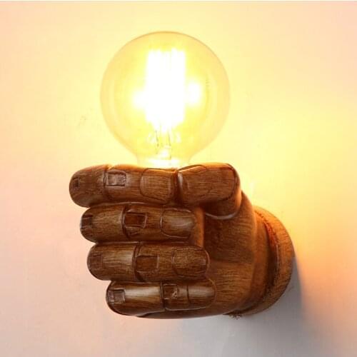 Industrial Retro Clenched Fist Wall Sconce Creative Resin Indoor Decorative Wall Lamp Light Fixture For Bar Study Bedroom WL217