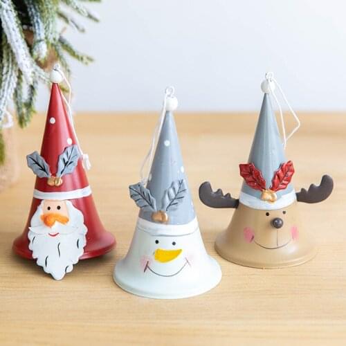 Nordic Iron Santa Claus Snowman Elk Bell Pendant Christmas Bell Desktop Decoration