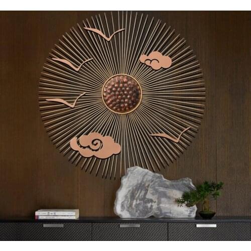 Modern Wrought Iron Sunflower Ornaments Wall Hanging Decoration Pendant Home Livingroom Bedroom Porch Wall Sticker Mural Crafts